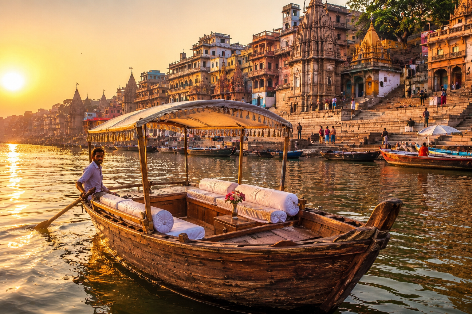 Boat on sacred river