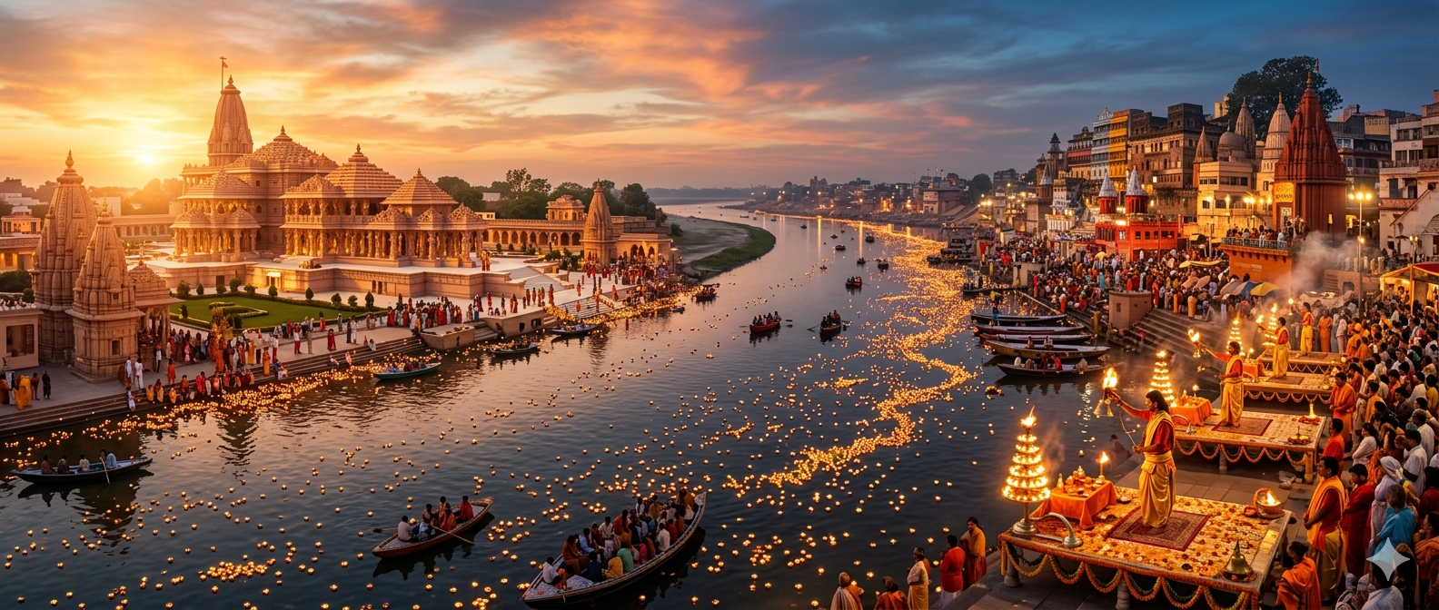 Varanasi ghats with boats